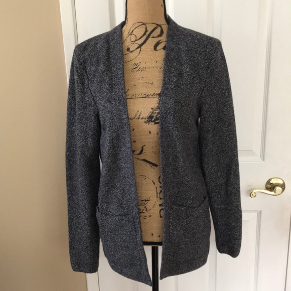 COS Sweaters - COS Long heathered navy linen cotton Cardigan S